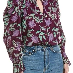 Free People ruffled cotton blouse xs